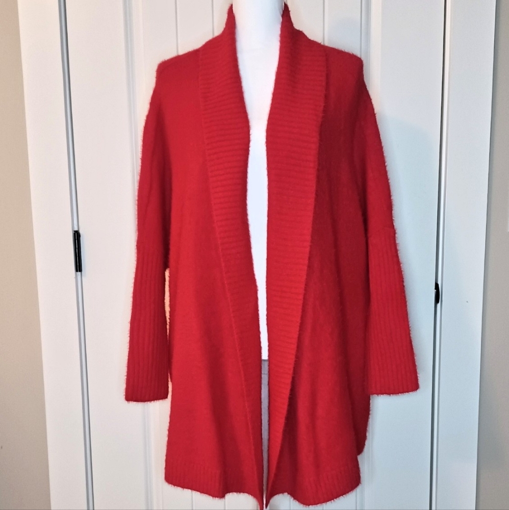 BOSTON PROPER Vibrant Red Open-Front Cardigan